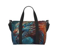 Travel Duffel Bag for Women Men Weekender Bags Sports Gym Bag Dragon art Travel Bag Carry on Overnight Bag Waterproof Luggage Bag with Shoulder Strap, Black, One Size