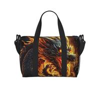 Travel Duffel Bag for Women Men Weekender Bags Sports Gym Bag Fire Chinese Dragon Travel Bag Carry on Overnight Bag Waterproof Luggage Bag with Shoulder Strap, Black, One Size