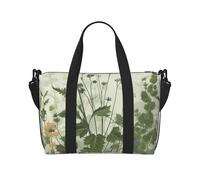 Travel Duffel Bag for Women Men Weekender Bags Sports Gym Bag Foliage and Herbs with Dragonflies Winged Travel Bag Carry on Overnight Bag Waterproof Luggage Bag with Shoulder Strap, Black, One Size