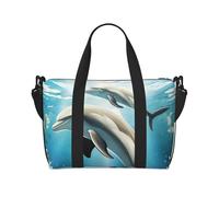 Travel Duffel Bag for Women Men Weekender Bags Sports Gym Bag Kiss Dolphin Tale Travel Bag Carry on Overnight Bag Waterproof Luggage Bag with Shoulder Strap, Black, One Size