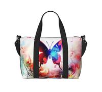 Travel Duffel Bag for Women Men Weekender Bags Sports Gym Bag Music Butterfly Travel Bag Carry on Overnight Bag Waterproof Luggage Bag with Shoulder Strap, Black, One Size