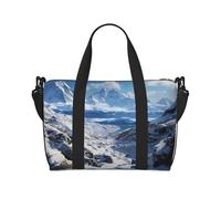 Travel Duffel Bag for Women Men Weekender Bags Sports Gym Bag Spectacular snowy mountains Travel Bag Carry on Overnight Bag Waterproof Luggage Bag with Shoulder Strap, Black, One Size