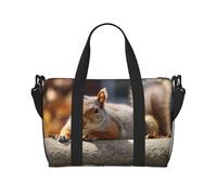 Travel Duffel Bag for Women Men Weekender Bags Sports Gym Bag Squirrel Just Laying Travel Bag Carry on Overnight Bag Waterproof Luggage Bag with Shoulder Strap, Black, One Size