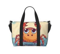 Travel Duffel Bag for Women Men Weekender Bags Sports Gym Bag Summer cartoon crab Travel Bag Carry on Overnight Bag Waterproof Luggage Bag with Shoulder Strap, Black, One Size