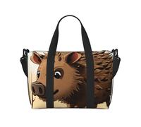 Travel Duffel Bag for Women Men Weekender Bags Sports Gym Bag Wild boar animation Travel Bag Carry on Overnight Bag Waterproof Luggage Bag with Shoulder Strap, Black, One Size