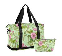 Travel duffel bag Large Carry On port duffel bag for Workout Multifunctional, Vintage rattan leaf print flower
