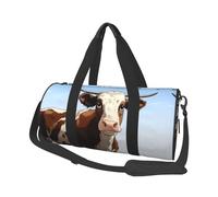Travel Duffel Bag Lightweight Carry On Weekender Overnight Bags 3D View Horse Sports Tote Gym Backpack with Adjustable Strap Hospital Bags Foldable Luggage Bag for Women Men, Animal Cow, One Size