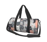 Travel Duffel Bag Lightweight Carry On Weekender Overnight Bags A Owl Sports Tote Gym Backpack with Adjustable Strap Hospital Bags Foldable Luggage Bag for Women Men, Cute Funny Grey Cats Pattern, One