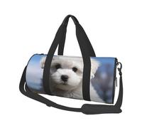 Travel Duffel Bag Lightweight Carry On Weekender Overnight Bags Black White Butterfly Sports Tote Gym Backpack with Adjustable Strap Hospital Bags Foldable Luggage Bag for Women Men, Bichon Frise Dog