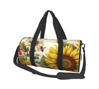 Travel Duffel Bag Lightweight Carry On Weekender Overnight Bags Cartoon dog bone Sports Tote Gym Backpack with Adjustable Strap Hospital Bags Foldable Luggage Bag for Women Men, Bees Sunflowers Daisy