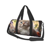 Travel Duffel Bag Lightweight Carry On Weekender Overnight Bags Chinese Dragon Sports Tote Gym Backpack with Adjustable Strap Hospital Bags Foldable Luggage Bag for Women Men, Cat Flowers, One Size