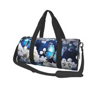 Travel Duffel Bag Lightweight Carry On Weekender Overnight Bags Cobra Snake Sports Tote Gym Backpack with Adjustable Strap Hospital Bags Foldable Luggage Bag for Women Men, Blue Butterflies White
