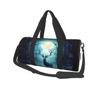 Travel Duffel Bag Lightweight Carry On Weekender Overnight Bags Compass Wind Road Map Sports Tote Gym Backpack with Adjustable Strap Hospital Bags Foldable Luggage Bag for Women Men, Moonlight Deer