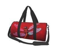 Travel Duffel Bag Lightweight Carry On Weekender Overnight Bags Fish Japanese Carp Sports Tote Gym Backpack with Adjustable Strap Hospital Bags Foldable Luggage Bag for Women Men, Dragonfly On Red