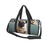 Travel Duffel Bag Lightweight Carry On Weekender Overnight Bags Hug tree sloth Sports Tote Gym Backpack with Adjustable Strap Hospital Bags Foldable Luggage Bag for Women Men, Yoga Pug, One Size