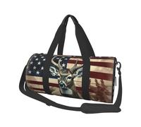 Travel Duffel Bag Lightweight Carry On Weekender Overnight Bags Red Rose Art Sports Tote Gym Backpack with Adjustable Strap Hospital Bags Foldable Luggage Bag for Women Men, Americana Flag Deer, One
