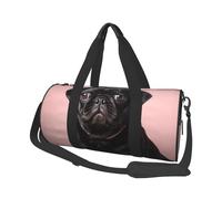 Travel Duffel Bag Lightweight Carry On Weekender Overnight Bags Snow mountain penguin Sports Tote Gym Backpack with Adjustable Strap Hospital Bags Foldable Luggage Bag for Women Men, Cute Black Pug