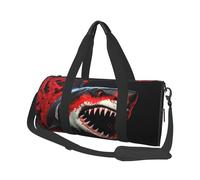 Travel Duffel Bag Lightweight Carry On Weekender Overnight Bags Snow mountain penguin Sports Tote Gym Backpack with Adjustable Strap Hospital Bags Foldable Luggage Bag for Women Men, Red-black Shark