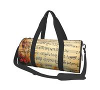 Travel Duffel Bag Lightweight Carry On Weekender Overnight Bags West Desert Cactus Sports Tote Gym Backpack with Adjustable Strap Hospital Bags Foldable Luggage Bag for Women Men, Vintage Music Note