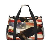 Travel Duffel Bag Lightweight Waterproof Carry On Tote Bag Foldable Weekender Overnight Bags American Flag Fly Eagle Sport Gym Bag For Women Men, Black, One Size
