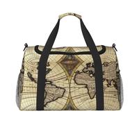 Travel Duffel Bag Lightweight Waterproof Carry On Tote Bag Foldable Weekender Overnight Bags Ancient Map World Globe Sport Gym Bag For Women Men, Black, One Size