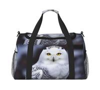 Travel Duffel Bag Lightweight Waterproof Carry On Tote Bag Foldable Weekender Overnight Bags Arctic Owl Sport Gym Bag For Women Men, Black, One Size