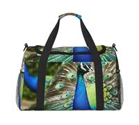 Travel Duffel Bag Lightweight Waterproof Carry On Tote Bag Foldable Weekender Overnight Bags Beautiful Peacock1 Sport Gym Bag For Women Men, Black, One Size