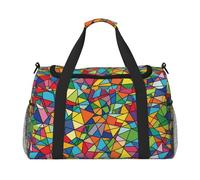 Travel Duffel Bag Lightweight Waterproof Carry On Tote Bag Foldable Weekender Overnight Bags Bright Geometric Shapes Sport Gym Bag For Women Men, Black, One Size