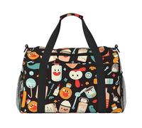 Travel Duffel Bag Lightweight Waterproof Carry On Tote Bag Foldable Weekender Overnight Bags Cartoon Medicine Pattern Sport Gym Bag For Women Men, Black, One Size