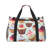 Travel Duffel Bag Lightweight Waterproof Carry On Tote Bag Foldable Weekender Overnight Bags Cupcake Pattern Sport Gym Bag For Women Men, Black, One Size