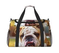 Travel Duffel Bag Lightweight Waterproof Carry On Tote Bag Foldable Weekender Overnight Bags Cute Bulldog Puppy Sport Gym Bag For Women Men, Black, One Size