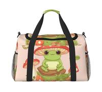 Travel Duffel Bag Lightweight Waterproof Carry On Tote Bag Foldable Weekender Overnight Bags Cute Frogs And Mushrooms Sport Gym Bag For Women Men, Black, One Size
