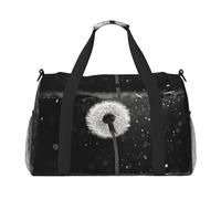 Travel Duffel Bag Lightweight Waterproof Carry On Tote Bag Foldable Weekender Overnight Bags Dandelion Black And White Sport Gym Bag For Women Men, Black, One Size
