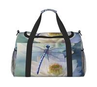 Travel Duffel Bag Lightweight Waterproof Carry On Tote Bag Foldable Weekender Overnight Bags Dragonfly Lotus Sport Gym Bag For Women Men, Black, One Size