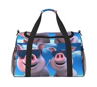 Travel Duffel Bag Lightweight Waterproof Carry On Tote Bag Foldable Weekender Overnight Bags Funny 3d Piggies Sport Gym Bag For Women Men, Black, One Size