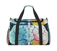 Travel Duffel Bag Lightweight Waterproof Carry On Tote Bag Foldable Weekender Overnight Bags Geometry Brain Image With Science Sport Gym Bag For Women Men, Black, One Size