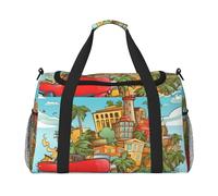 Travel Duffel Bag Lightweight Waterproof Carry On Tote Bag Foldable Weekender Overnight Bags Island Of Cuba Sport Gym Bag For Women Men, Black, One Size