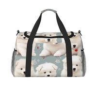 Travel Duffel Bag Lightweight Waterproof Carry On Tote Bag Foldable Weekender Overnight Bags Little White Dogs Pattern Sport Gym Bag For Women Men, Black, One Size