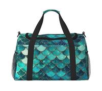 Travel Duffel Bag Lightweight Waterproof Carry On Tote Bag Foldable Weekender Overnight Bags Mermaid Fish Scale Print Sport Gym Bag For Women Men, Black, One Size