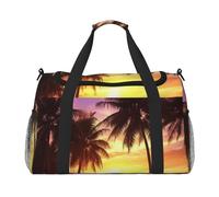 Travel Duffel Bag Lightweight Waterproof Carry On Tote Bag Foldable Weekender Overnight Bags Palm Trees At Sunset Sport Gym Bag For Women Men, Black, One Size