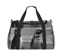 Travel Duffel Bag Lightweight Waterproof Carry On Tote Bag Foldable Weekender Overnight Bags Penguin Standing On The Beach Sport Gym Bag For Women Men, Black, One Size