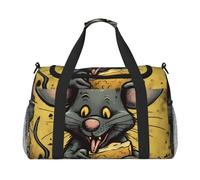 Travel Duffel Bag Lightweight Waterproof Carry On Tote Bag Foldable Weekender Overnight Bags Rat Eats A Piece Of Cheese Sport Gym Bag For Women Men, Black, One Size