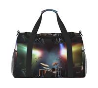 Travel Duffel Bag Lightweight Waterproof Carry On Tote Bag Foldable Weekender Overnight Bags Rock Band Stage Sport Gym Bag For Women Men, Black, One Size
