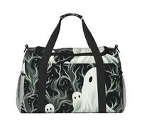 Travel Duffel Bag Lightweight Waterproof Carry On Tote Bag Foldable Weekender Overnight Bags White Patterned Ghost Sport Gym Bag For Women Men, Black, One Size