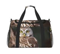 Travel Duffel Bag Lightweight Waterproof Carry On Tote Bag Foldable Weekender Overnight Bags Wildlife Animal Owl Sport Gym Bag For Women Men, Black, One Size