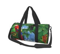 Travel Duffel Bag,Macaw and Toucan Perching of American Rainforests Print Foldable Sports Gym Bag for Gym Weekend Trips Weekend