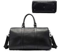 Travel Duffel Bag Men's Travel Bags Hand Luggage Genuine Leather Duffle Bags Leather Luggage Travel Bag Suitcases Handbags Big/Weekend Bag Large Sports Bag(8709-black)