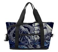 Travel Duffel Bag Octopus Ship Vintage, Expandable Weekend Overnight Bag, Waterproof Sport Gym Tote Hospital Bags