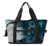 Travel Duffel Bag Peacock Feathers, Expandable Weekend Overnight Bag, Waterproof Sport Gym Tote Hospital Bags