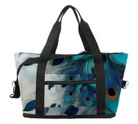 Travel Duffel Bag Peacock Feathers, Expandable Weekend Overnight Bag, Waterproof Sport Gym Tote Hospital Bags